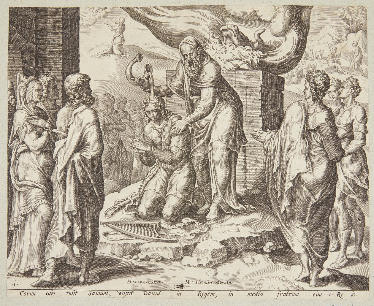 撒母耳膏抹大卫 作者 Ubekendt 在 Maarten van Heemskerck 之后