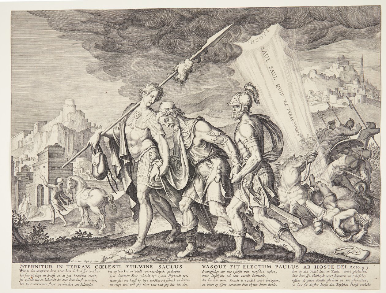 瞎眼的扫罗被带到大马士革 作者 Ubekendt 之后 Philips Galle 之后 forlæg af Maarten van Heemskerck