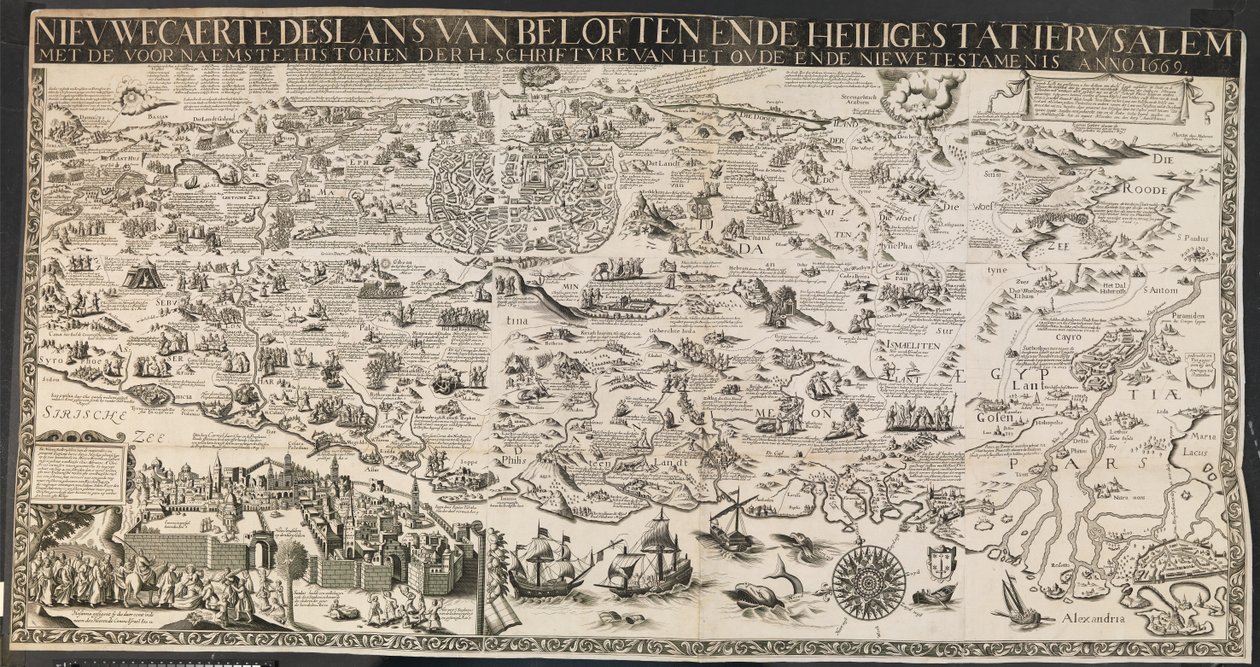 Nievwe carte des lance of promises ende holy stat Ierusalem. 作者 Ubekendt Nederlandsk active midten af 1600 tallet
