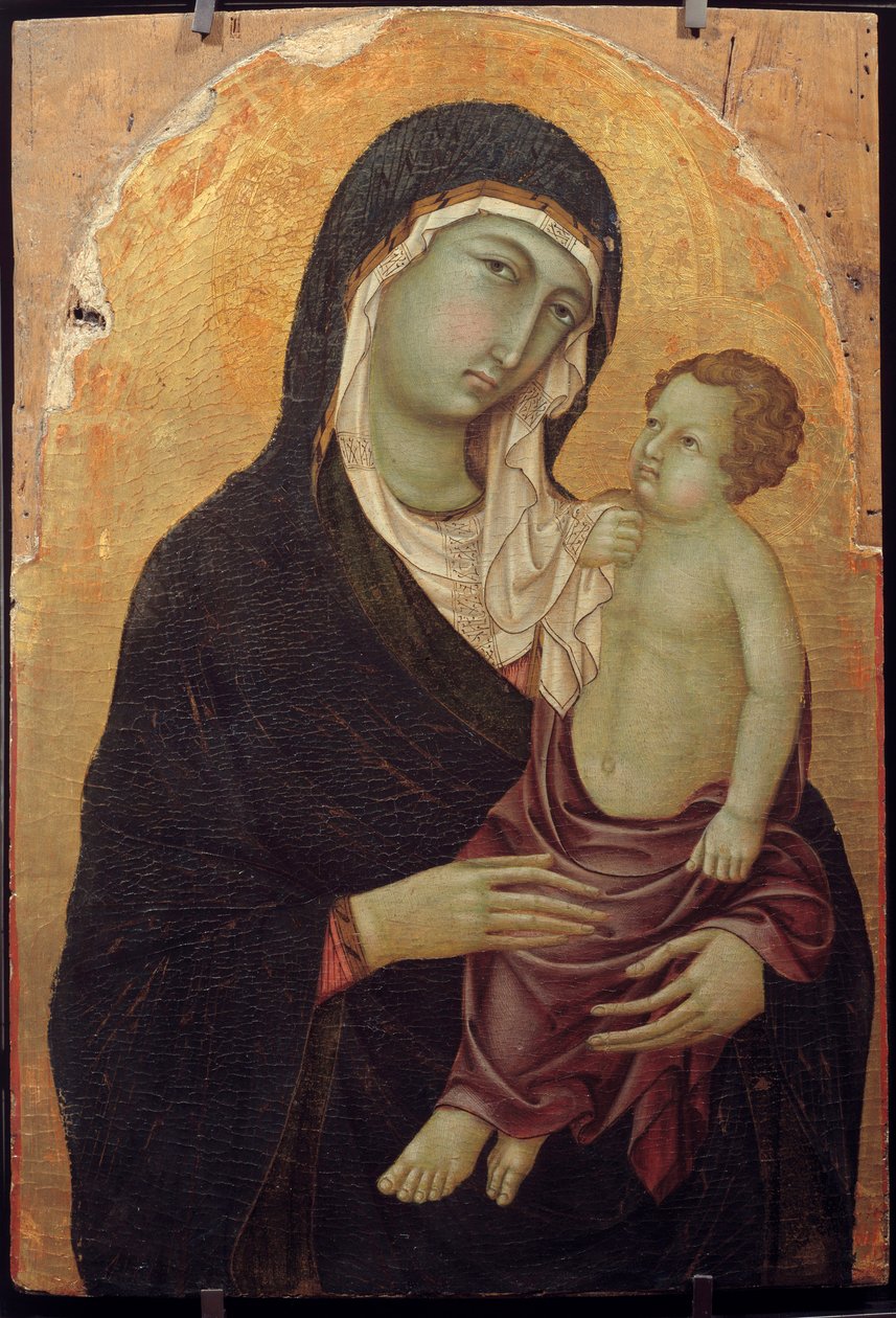 Ugolino di Nerio在木头上的圣母子绘画 作者 Ugolino di Nerio