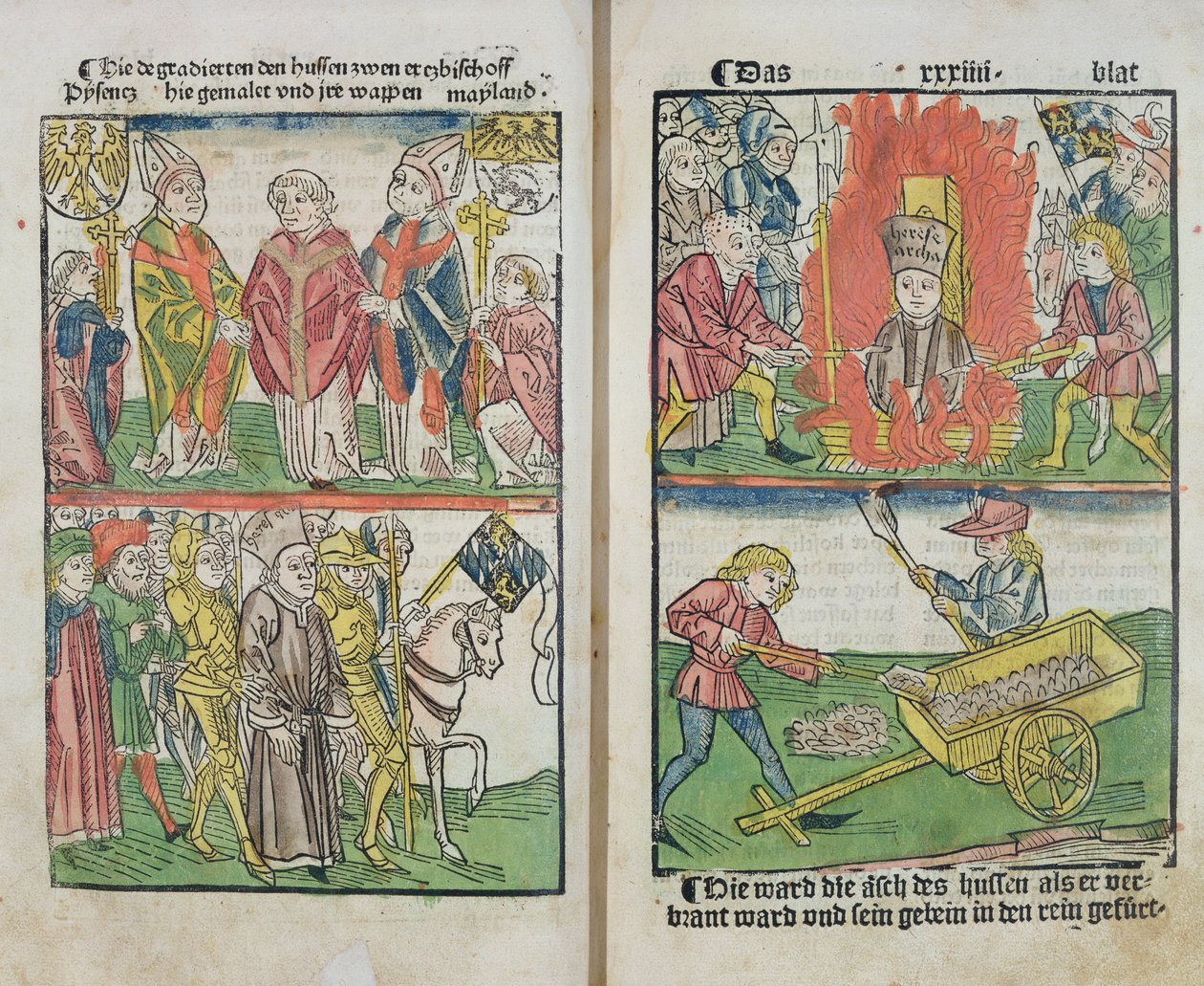 Jan Hus在1483年出版的“康斯坦茨理事会历史”中烧毁了康斯坦茨理事会的股份 作者 乌尔里希·冯·里森塔尔