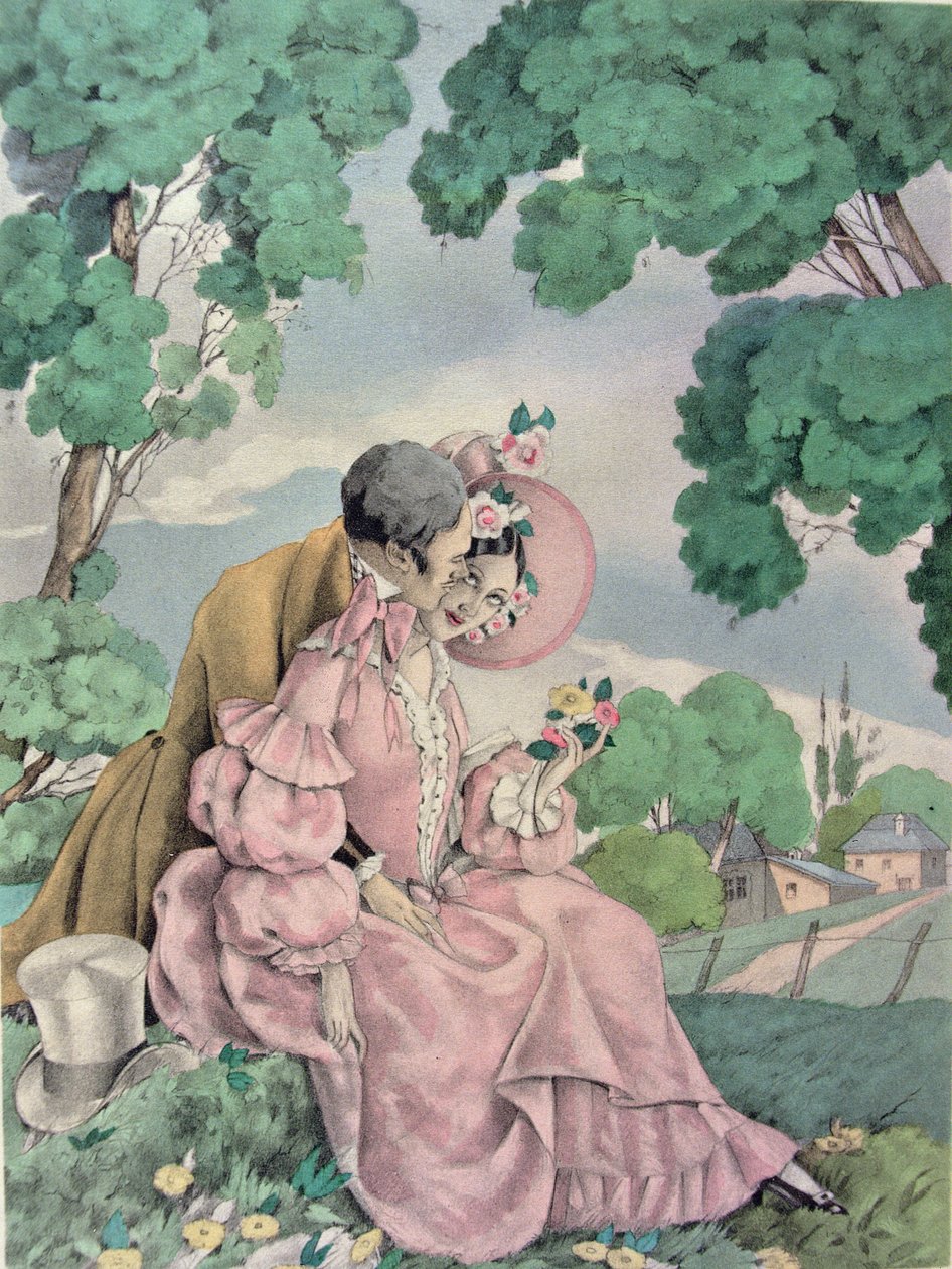古斯塔夫·福楼拜（Gustave Flaubert，1821-80 年）为《包法利夫人》绘制的插图，由 Gibert Jeune 出版 作者 翁贝托（后）布鲁内莱斯基