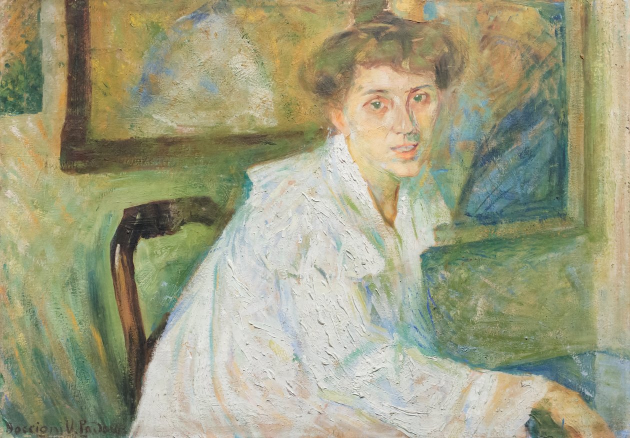 艺术家妹妹的肖像 作者 翁贝托·博西奥尼（Umberto Boccioni）