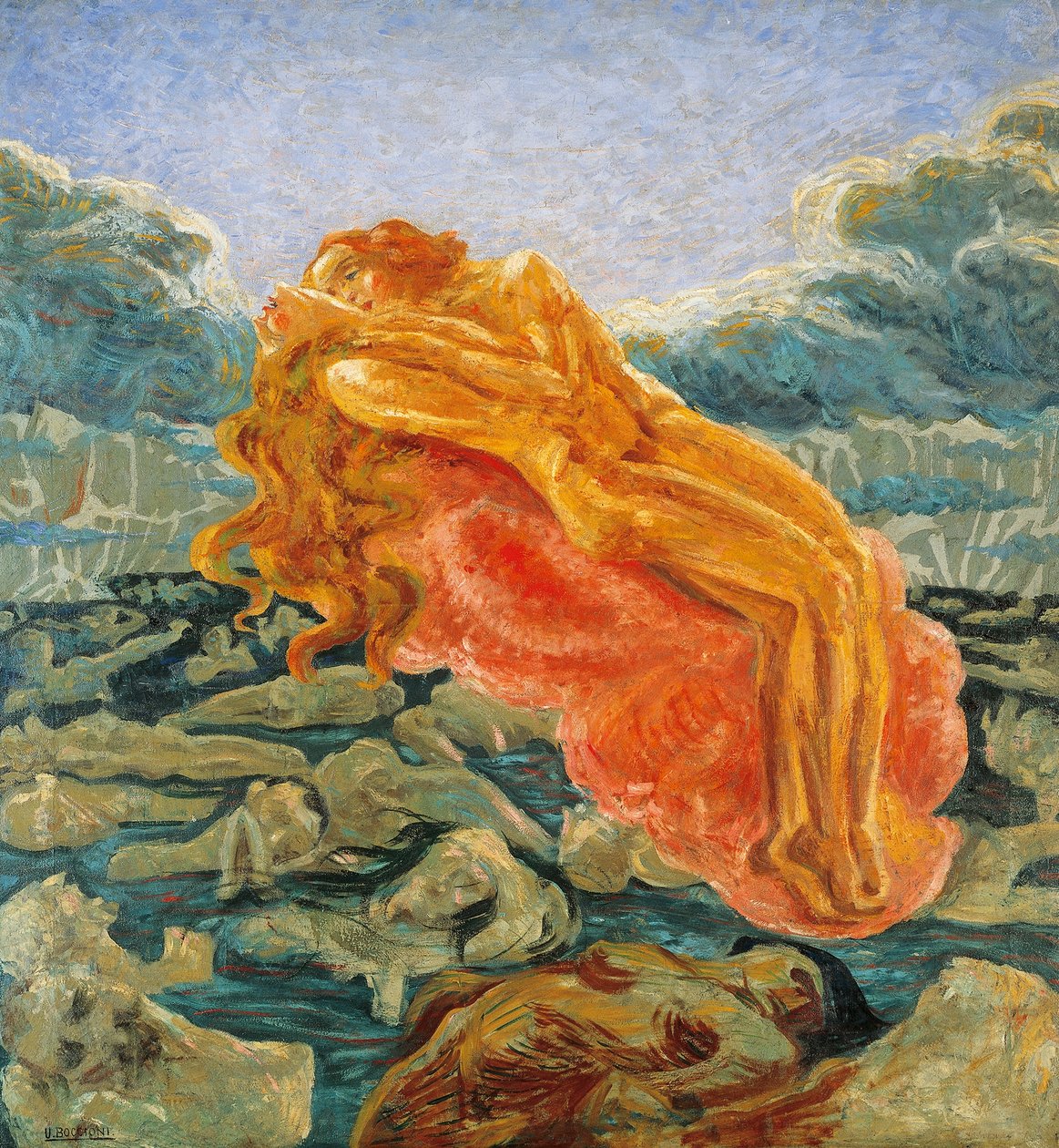 梦（或保罗和弗朗西斯卡），翁贝托-博乔尼（1882-1916）著 作者 翁贝托·博西奥尼（Umberto Boccioni）
