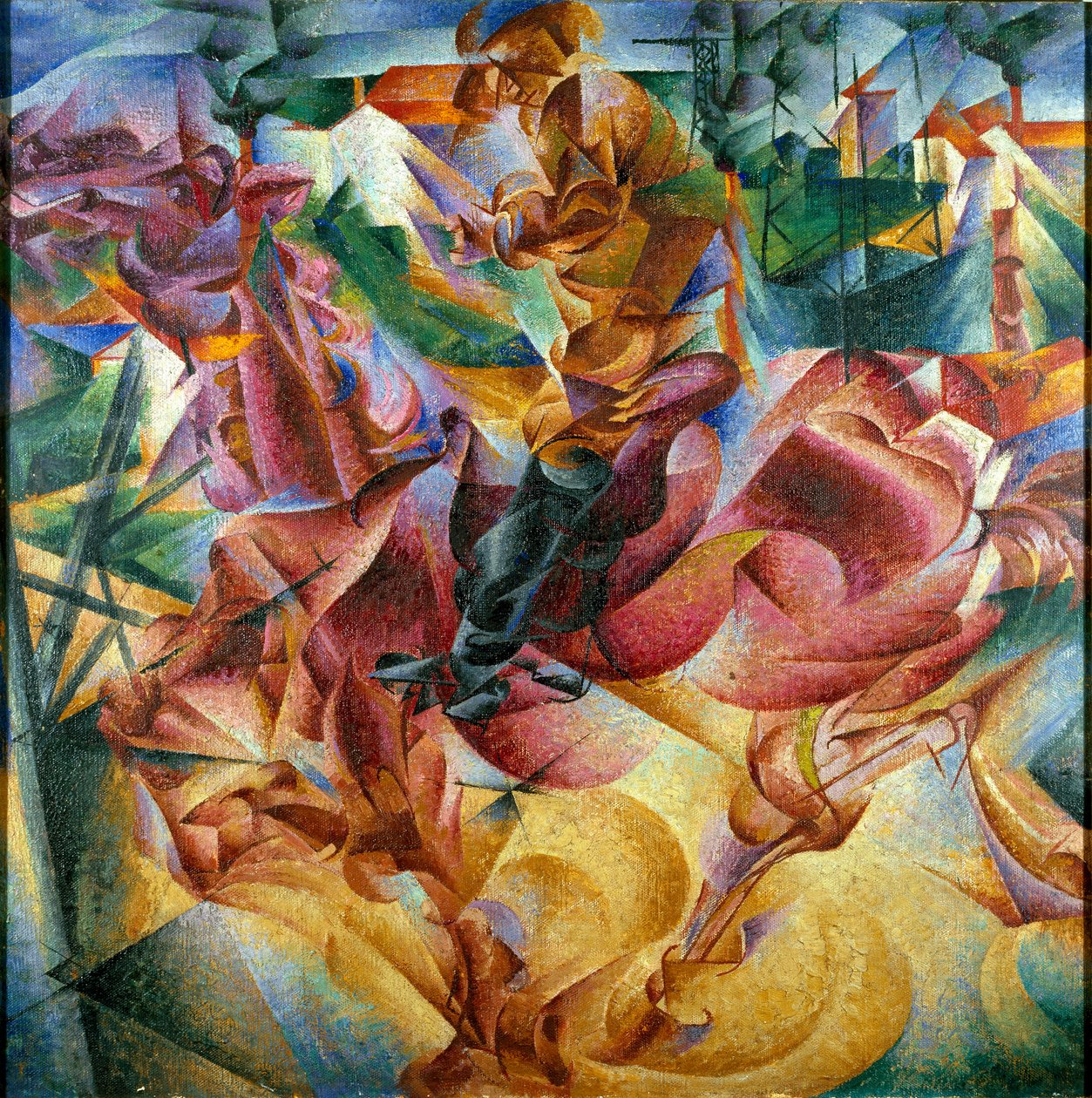 未来主义：Umberto Boccioni（1882-1916）的“弹性”（弹性）绘画 作者 翁贝托·博西奥尼（Umberto Boccioni）