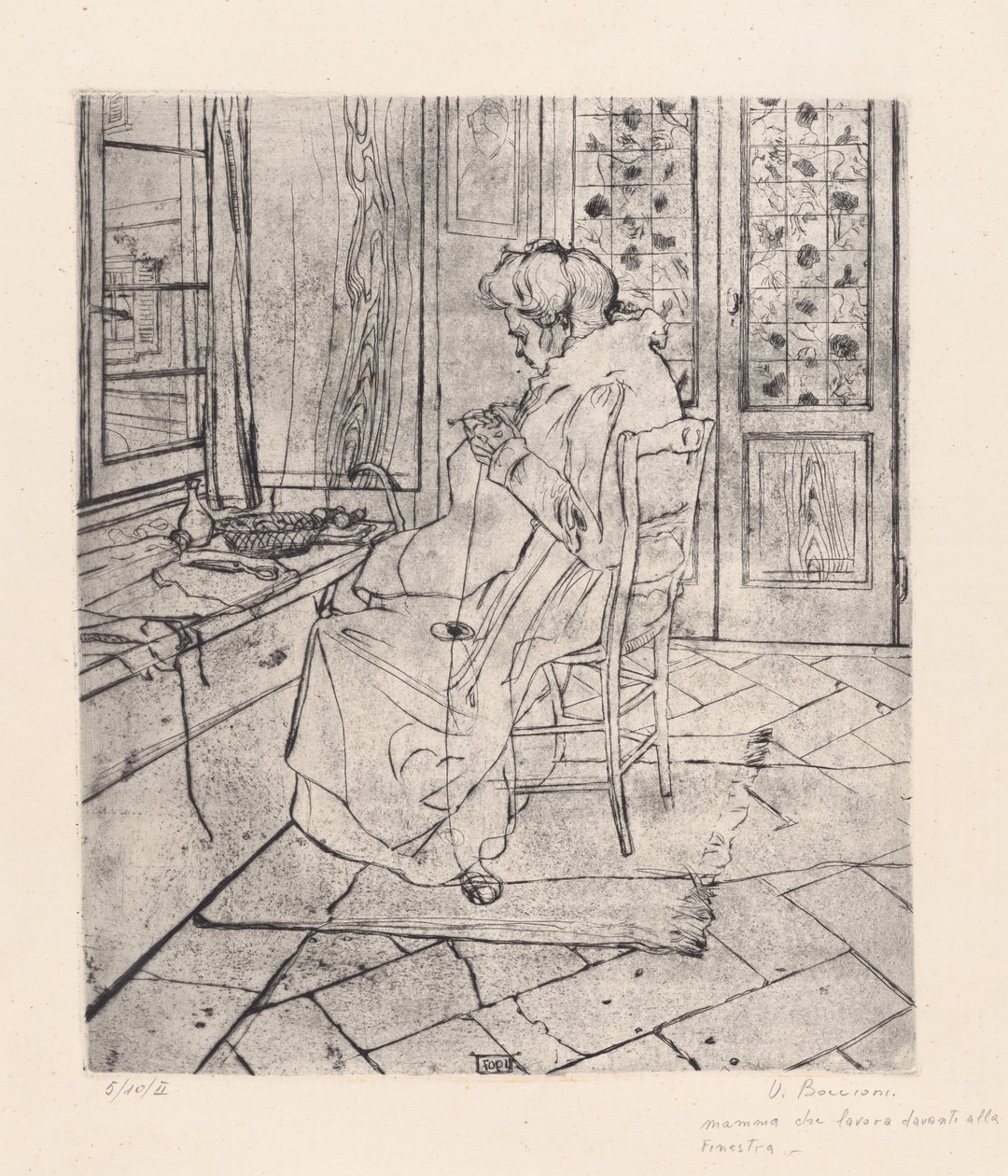 我的母亲在工作 [My Mother Working] 作者 翁贝托·博西奥尼（Umberto Boccioni）