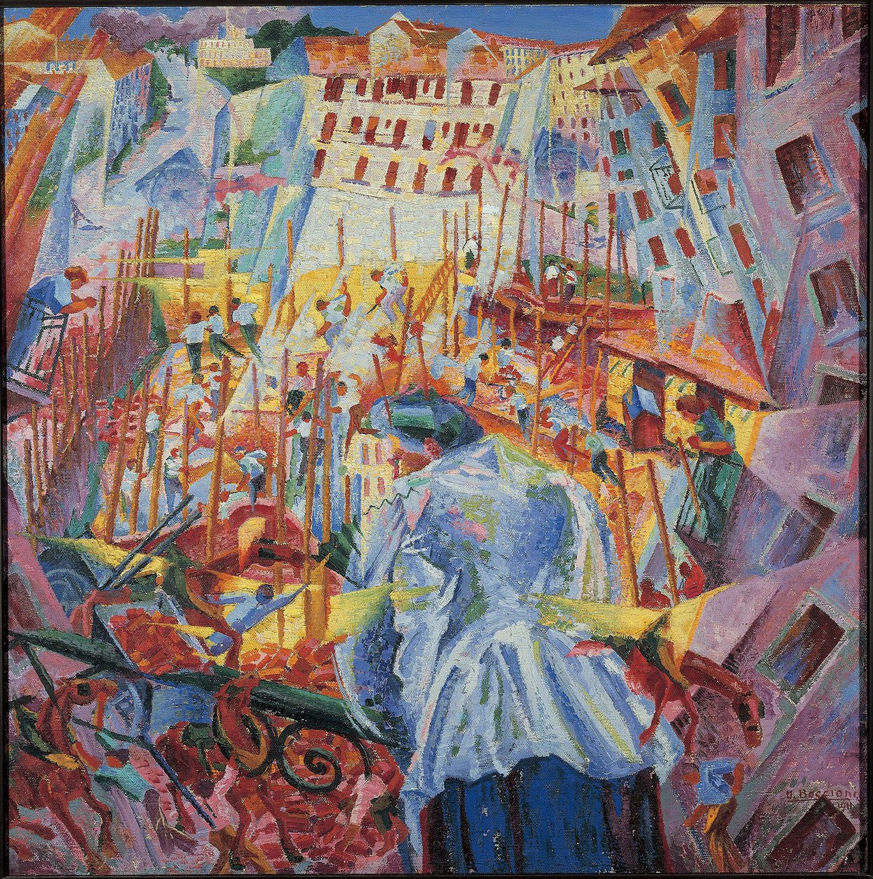 同时视觉（布面油画 作者 翁贝托·博西奥尼（Umberto Boccioni）