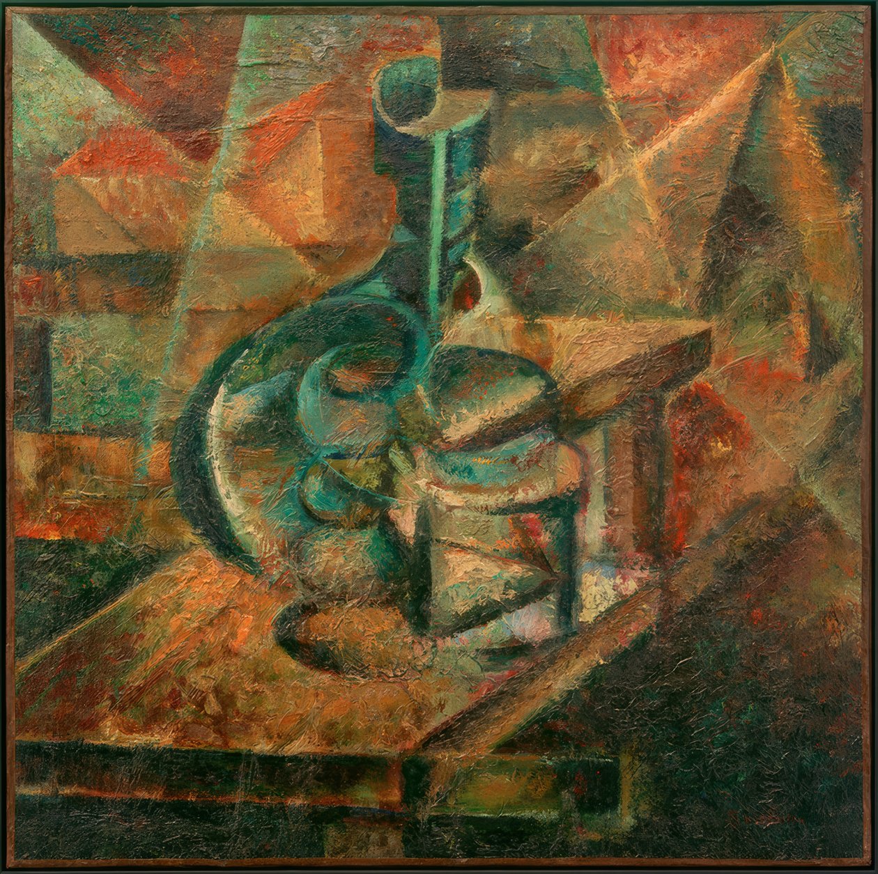 瓶子的静物 作者 翁贝托·博西奥尼（Umberto Boccioni）