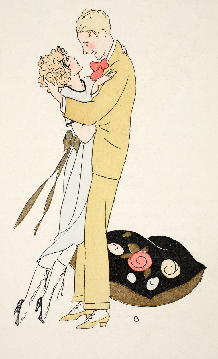 充满爱意的拥抱（pochoir 印花） 作者 翁贝托·布鲁内莱斯基