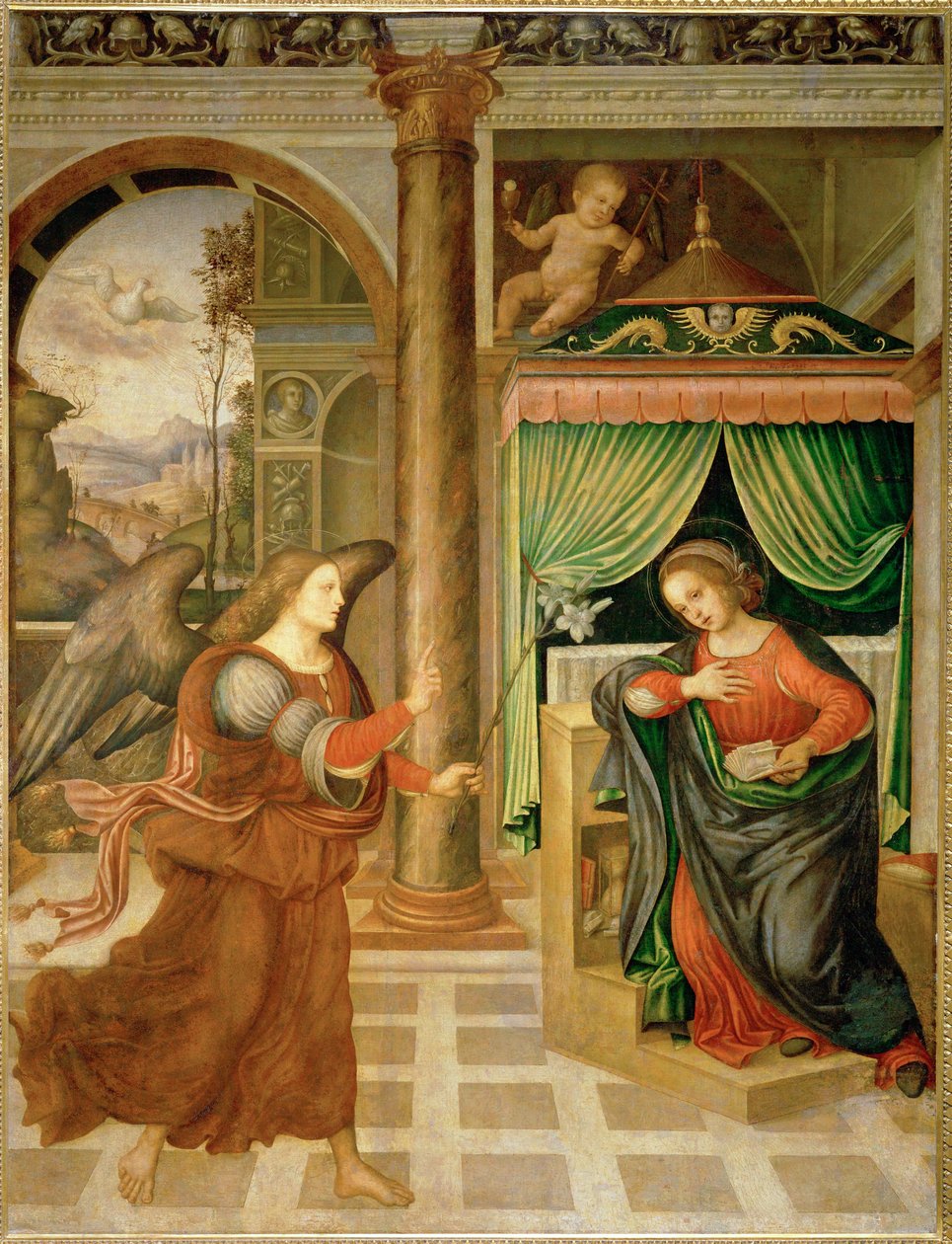 圣母领报》，15 世纪末或 16 世纪初（布面油画） 作者 翁布里亚学校