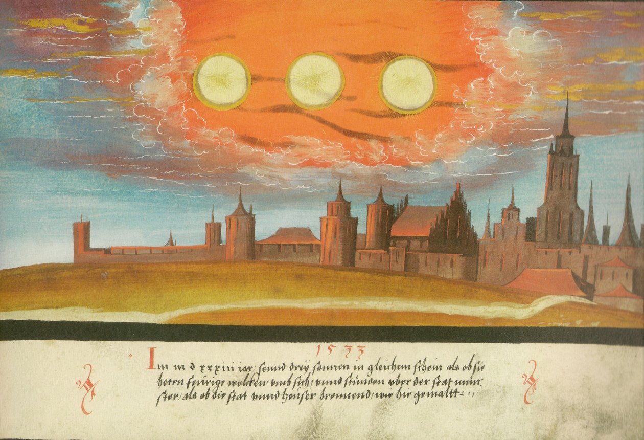 Augsburger Wunderzeichenbuch  -  Folio 131二级太阳在明斯特上空 作者 未知未知