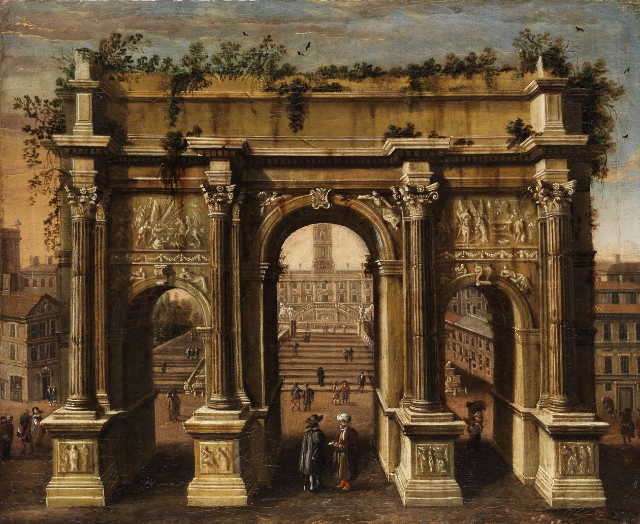 理想的视图Septimius Severus拱和国会大厦 作者 未知未知