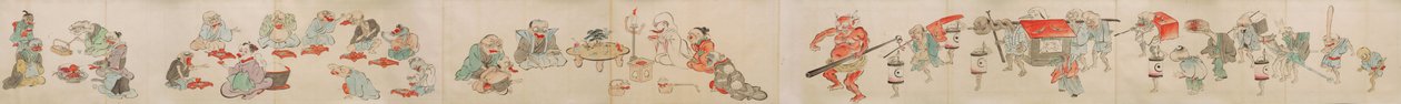 日本卷轴描绘了Yokai - youkai订婚，婚姻和家庭生活 作者 未知未知