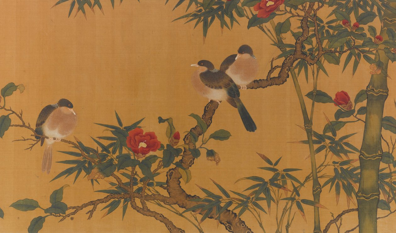 鸟类，竹子和山茶花 作者 未知未知