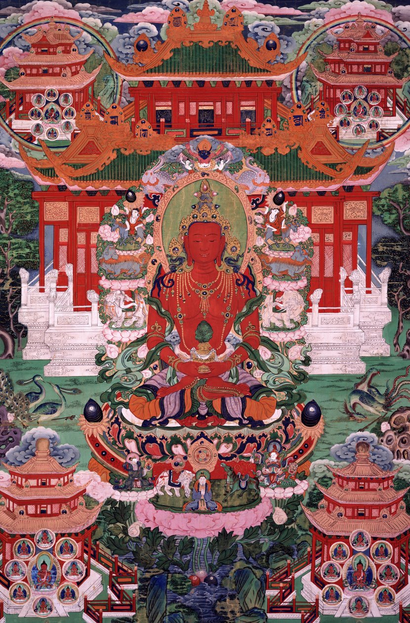 佛陀Amitayus在他的净土 作者 未知未知