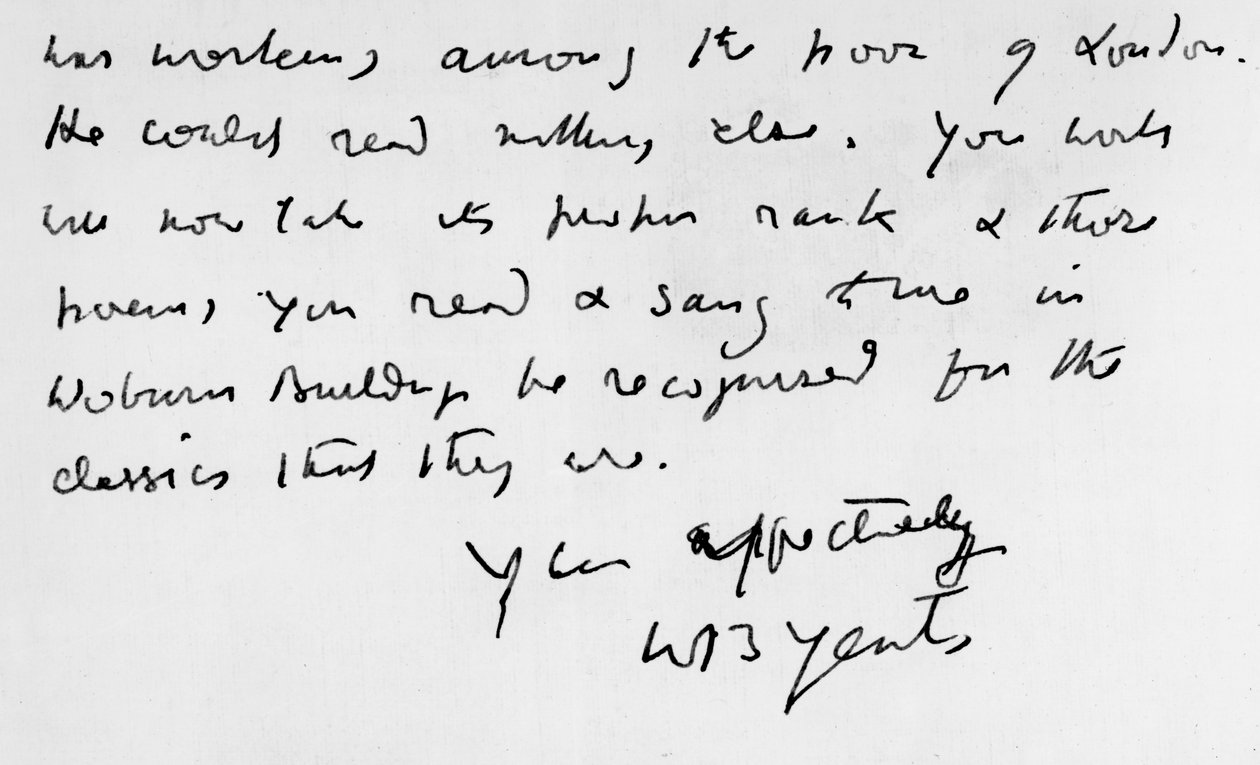 WB Yeats（1865-1939）写的一封信摘录 作者 未知未知