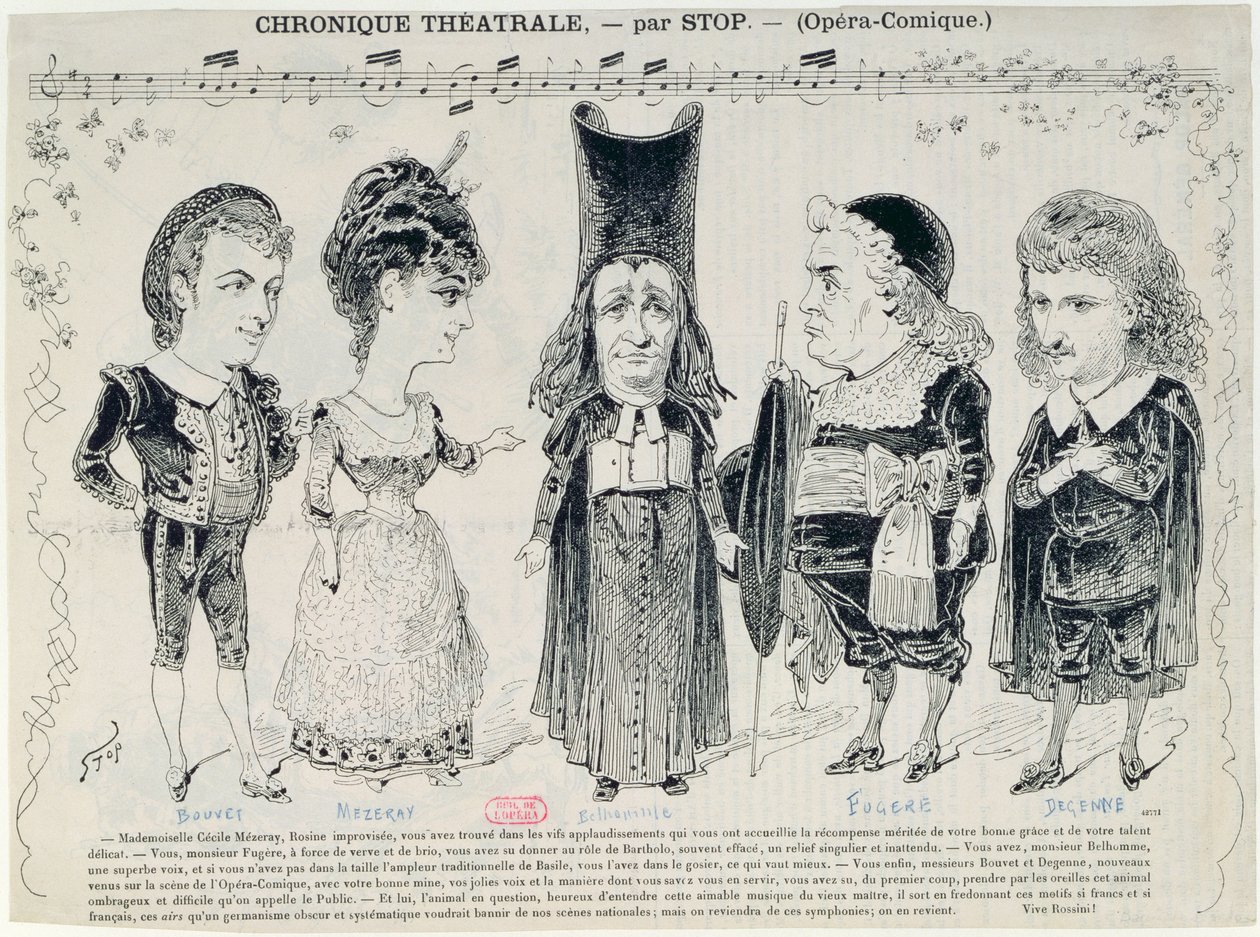 Gioachino Rossini（1792-1868）法国制作“塞维利亚理发师”剧集的五幅漫画 作者 未知未知
