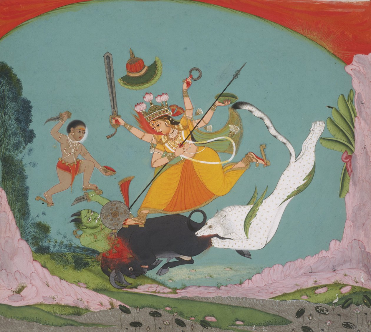 制造商未知，印度 - 伟大的女神杜尔加杀死水牛城恶魔（Mahishasuramardini） 作者 未知未知