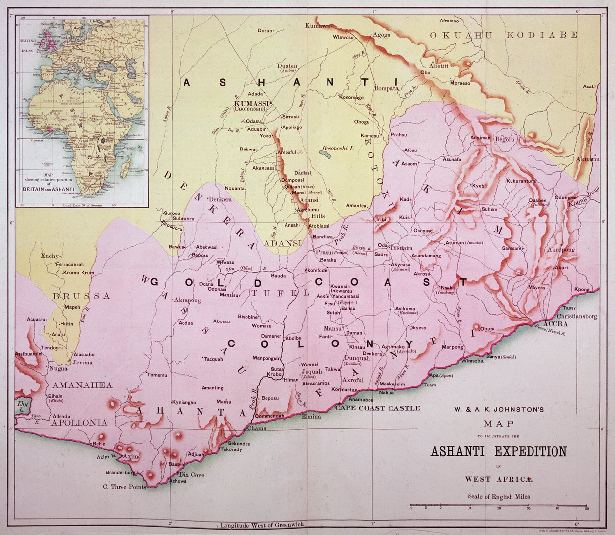 1874年第三次阿散蒂探险时的黄金海岸地图 作者 未知未知