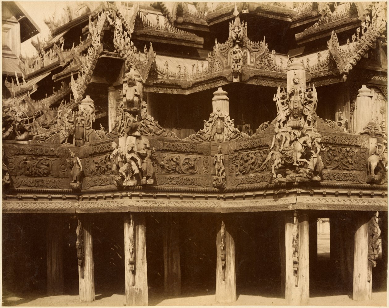 修道院或宝塔，细节，可能曼德勒，19世纪末（蛋白印刷）（bw照片） 作者 未知未知