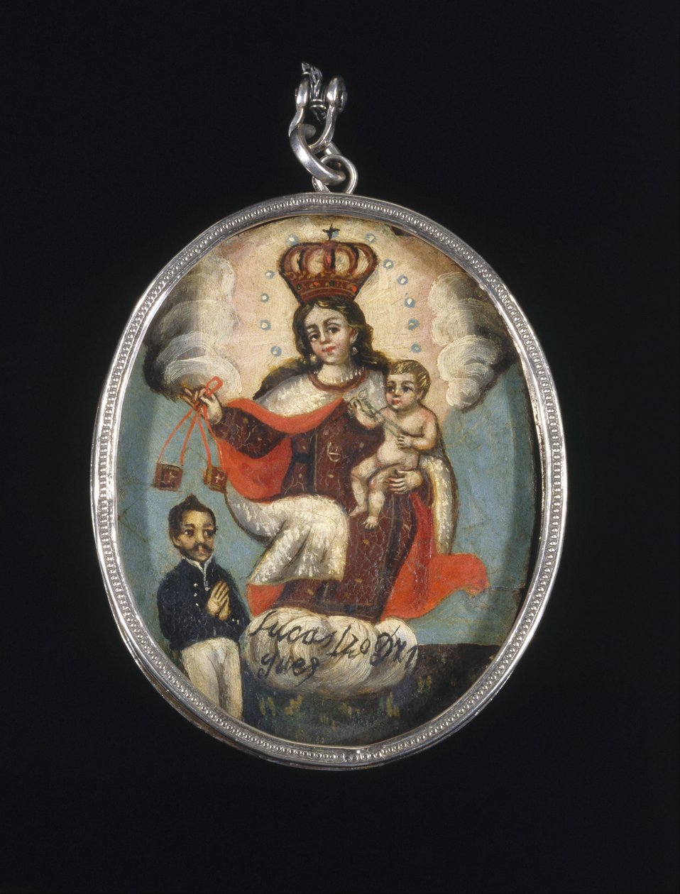 Locket FrameRecto中的彩绘奖章 - 我们的卡梅尔山女士与男性捐赠者FigureVerso- Archan ... 作者 未知未知