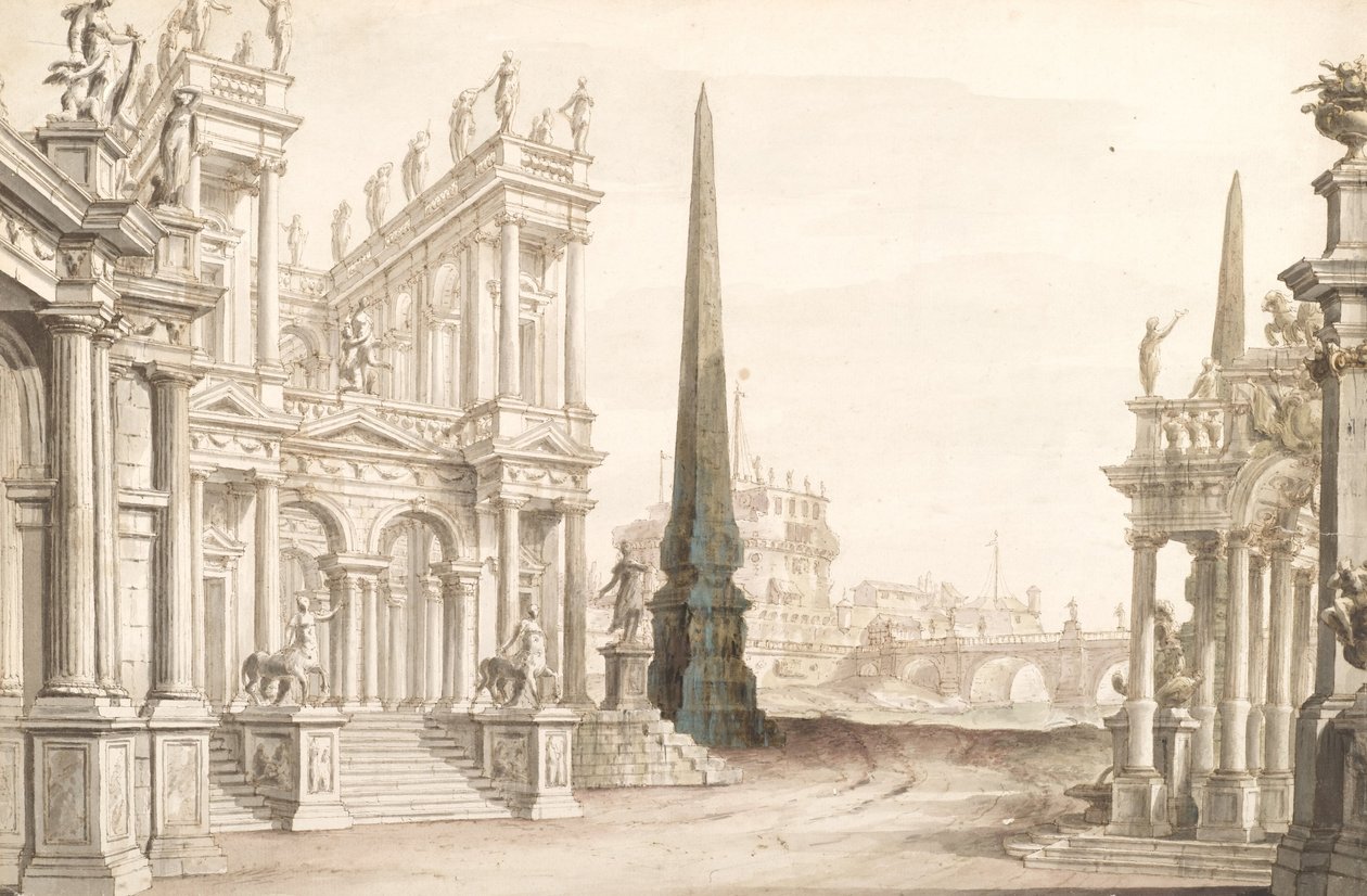 设计设计展示罗马幻想与Castel Sant Angelo，Ponte Elio和Centaurs Ari ...... 作者 未知未知