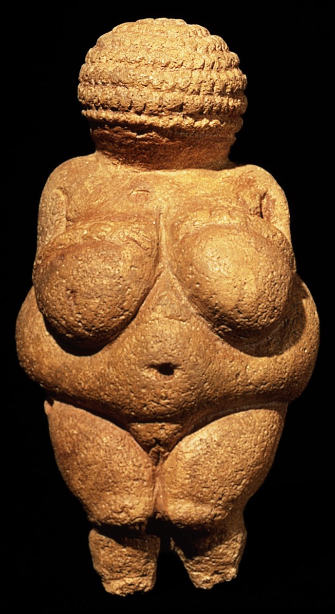 Willendorf的维纳斯，生育标志，史前雕塑，公元前30000-25000（正面图） 作者 未知未知