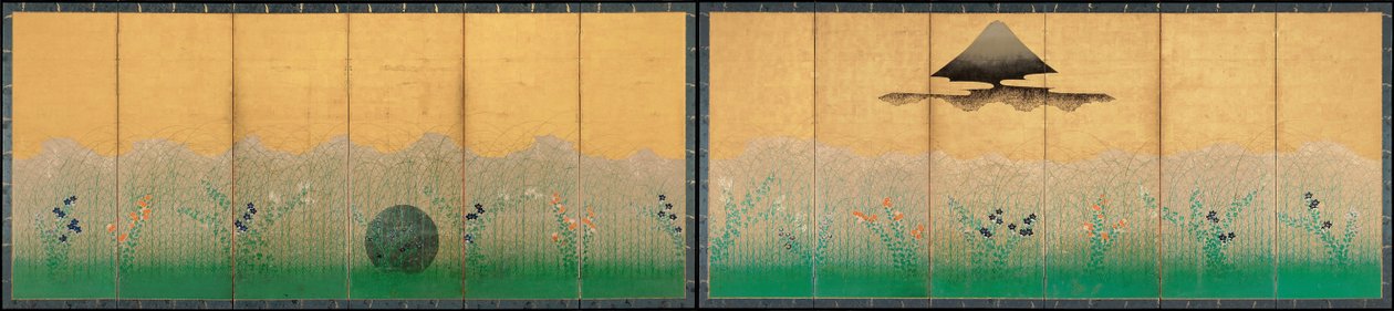 武藏平原，富士山和月亮 作者 未知未知