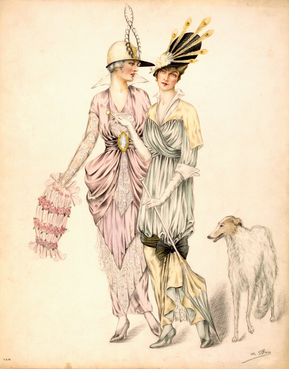 Goodwood Races的两件连衣裙，c.1920 作者 未知未知