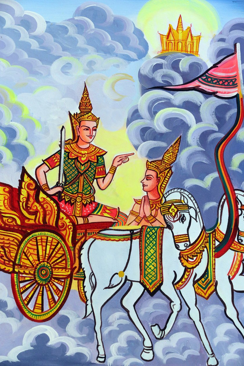 20151029, Vientiane, Laos : Wat Si Muang ( Simuong) buddhist temple. Painting depicting the life story of Shakyamuni Buddha 作者 不明