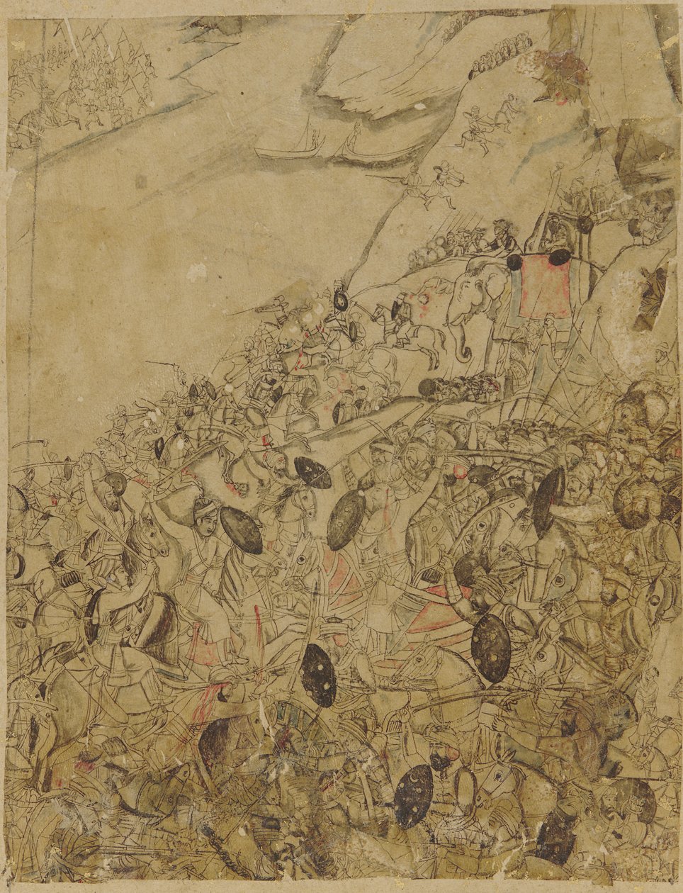 河岸上的战斗，17世纪末。 作者 不明