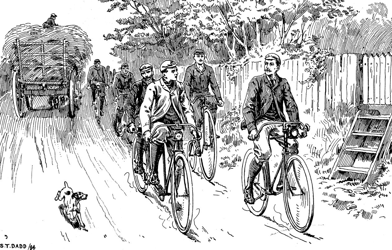 1895年，一家英国自行车俱乐部外出郊游 作者 不明