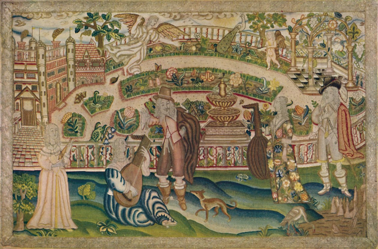 花园景象-查理一世时期的小点图片，1928年， 作者 不明