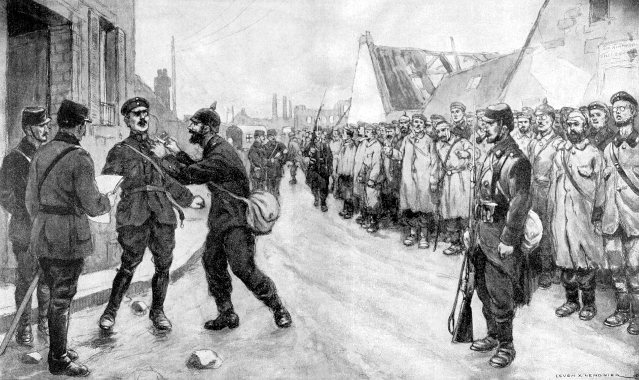 1915年，第一次世界大战，法国，德国囚犯敢于袭击军官 作者 不明