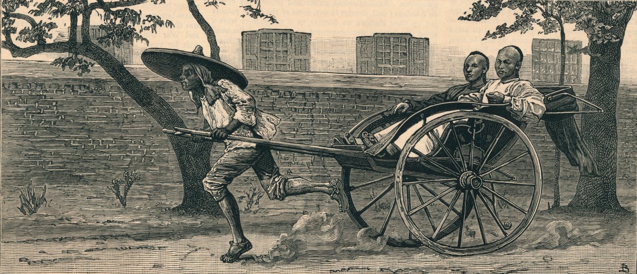 Jinriksha或中国的手推车c1883。 作者 不明