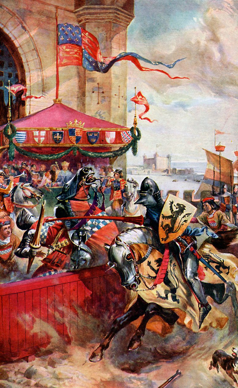 伦敦桥上的一场争霸战，1390年，c1920年 作者 不明