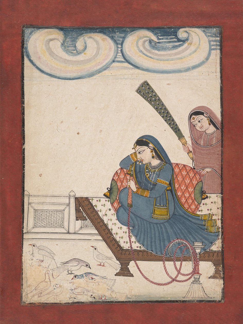 一位凝视鸽子的女士，ca。 1780-1800。 作者 不明