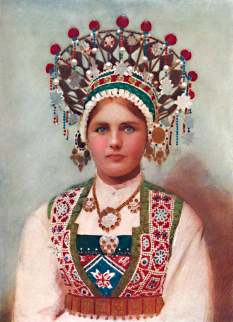 一位穿着婚纱的挪威姑娘，1912年 作者 不明