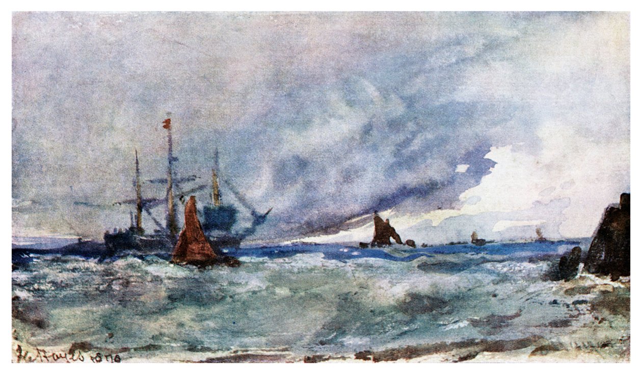 1901年在塔里法附近的船只甲板上研究天空和海洋 作者 不明