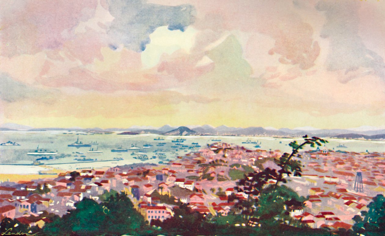 里约湾风景，1914年。 作者 不明