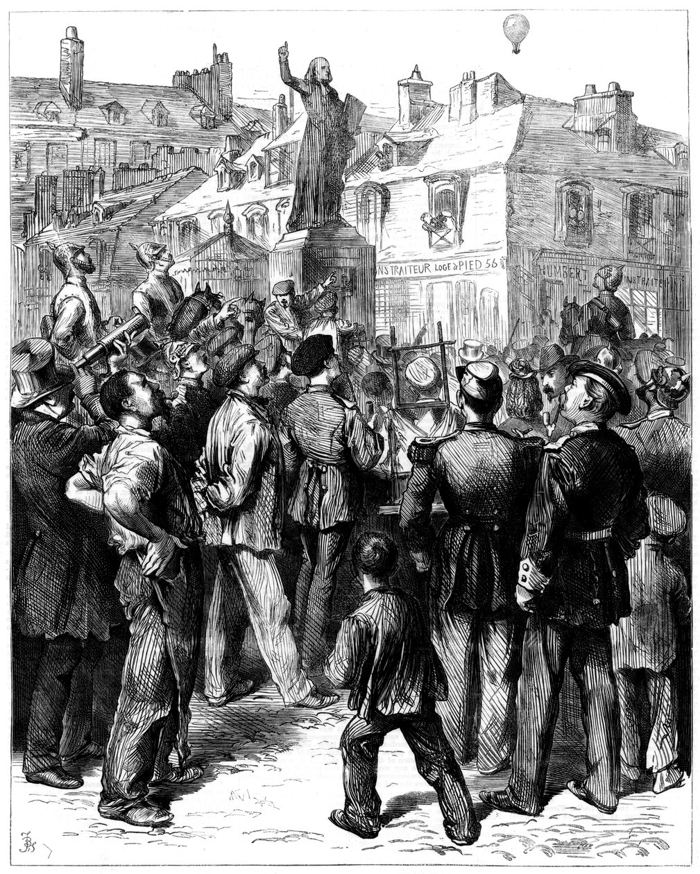 普法战争中从巴黎飞过凡尔赛的气球，1870年1871年 作者 不明