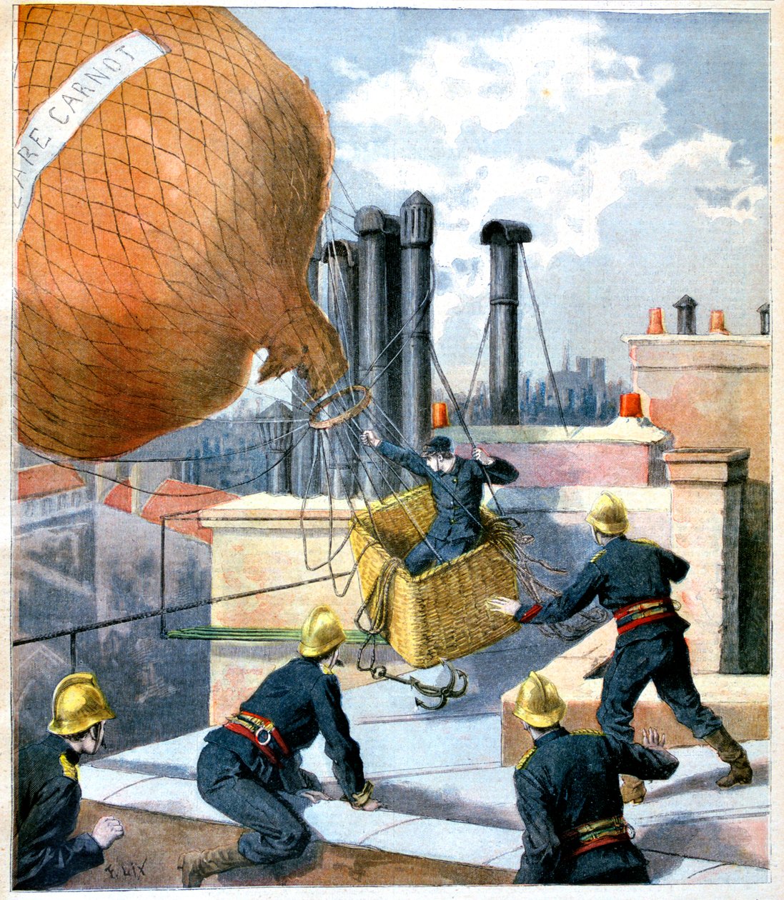 屋顶上的气球，1894年 作者 不明