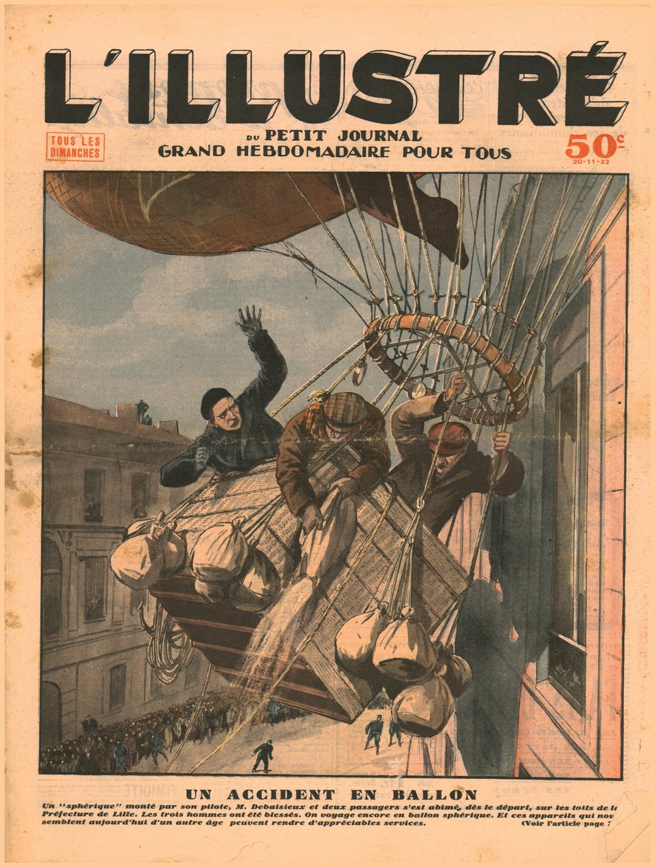 1932年的一次热气球事故。 作者 不明