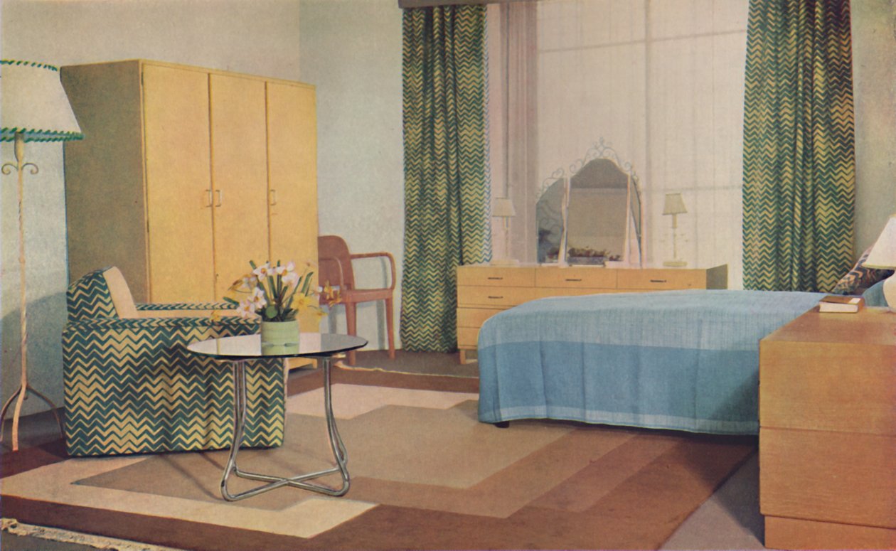 由PE Humphries小姐设计的卧室，1936年 作者 不明