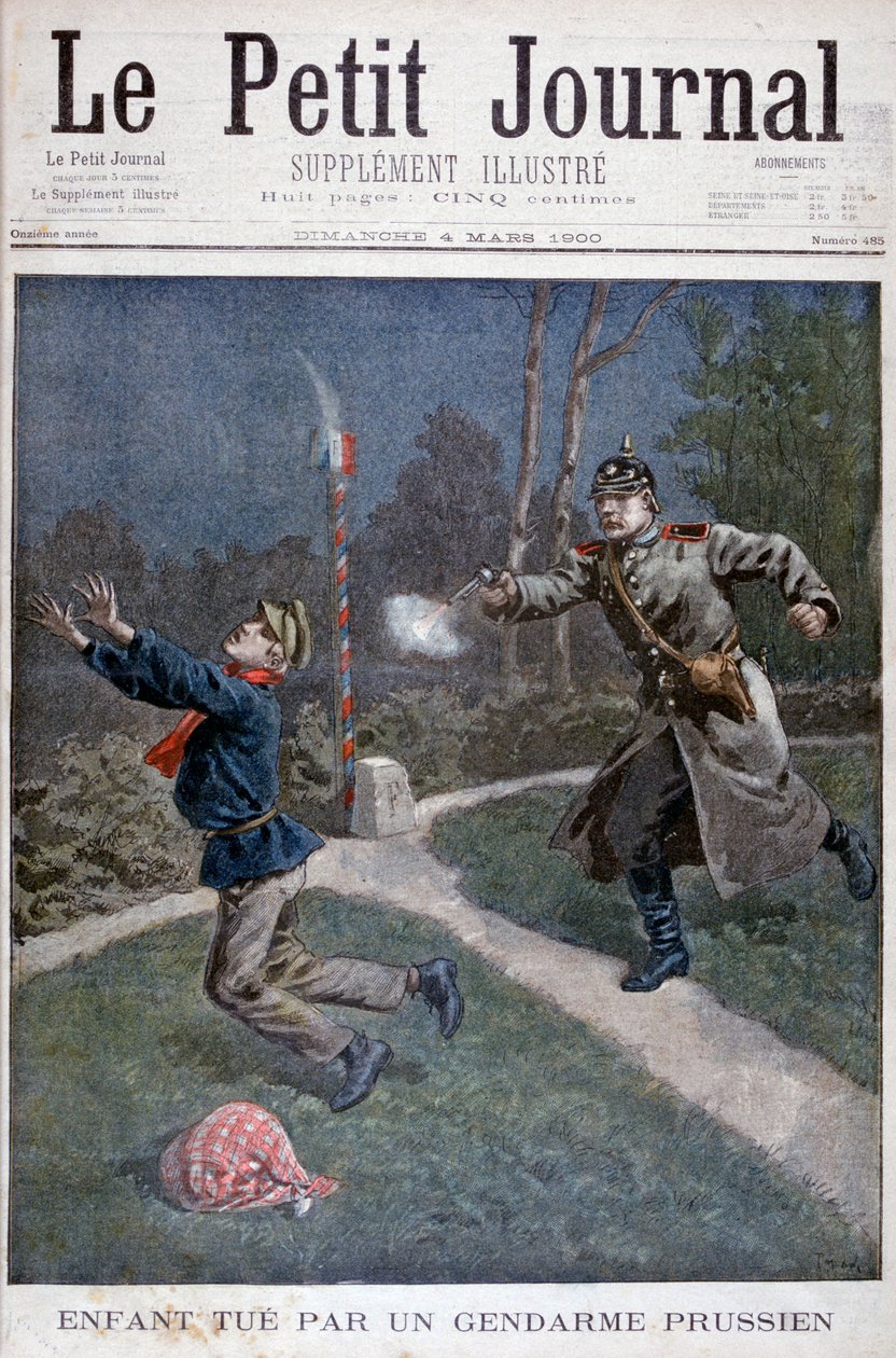 1900年，一名普鲁士宪兵射击的男孩逃离了惩教所。 作者 不明