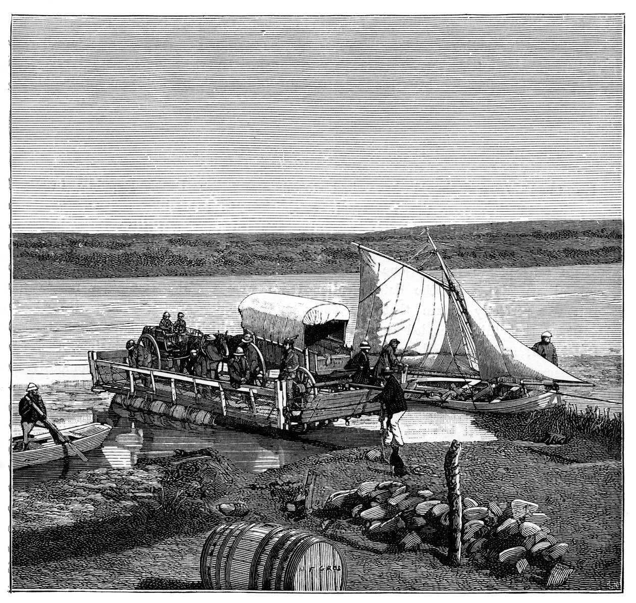 南非特瓦斯瓦尔，瓦尔河上的渡轮，摄于1890年 作者 不明