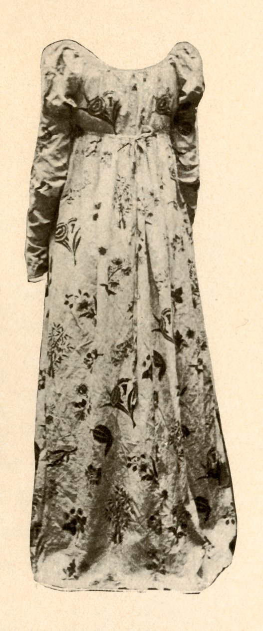 Chevalier夫人穿着的浅黄色釉棉长袍礼服，c1795，1937年。 作者 不明