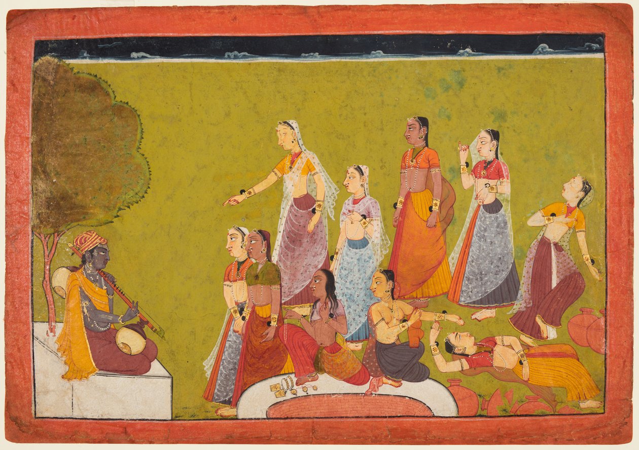 一组来自Madhavanala Kamakandala系列（c1700）之前在Madhava之前狂喜的妇女。 作者 不明