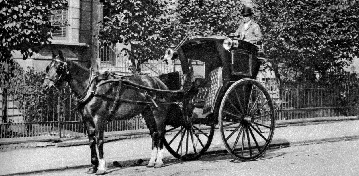 一辆手绘的hansom出租车，伦敦，1926-1927年 作者 不明