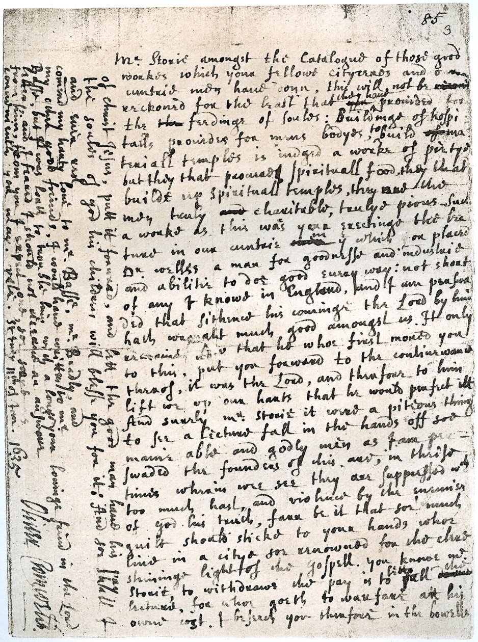 1899年1月11日，圣艾夫斯（St Ives）奥利弗·克伦威尔（Oliver Cromwell）给斯托里先生的信，1899年1月11日至1635年1636年 作者 不明